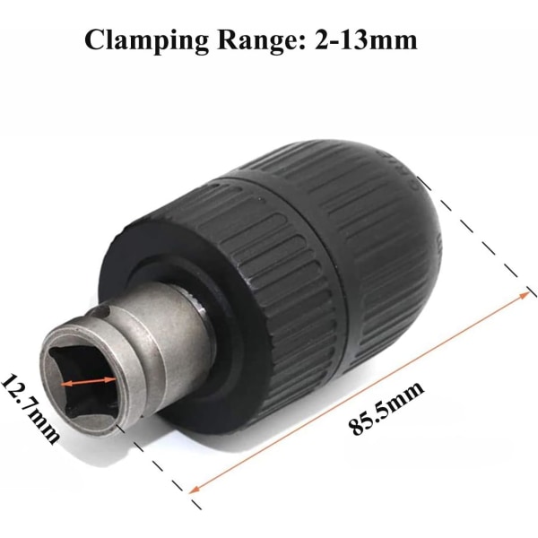 2-13mm Selvlåsende Chuck 1/2-20UNF Hurtigutløsningschuck med S