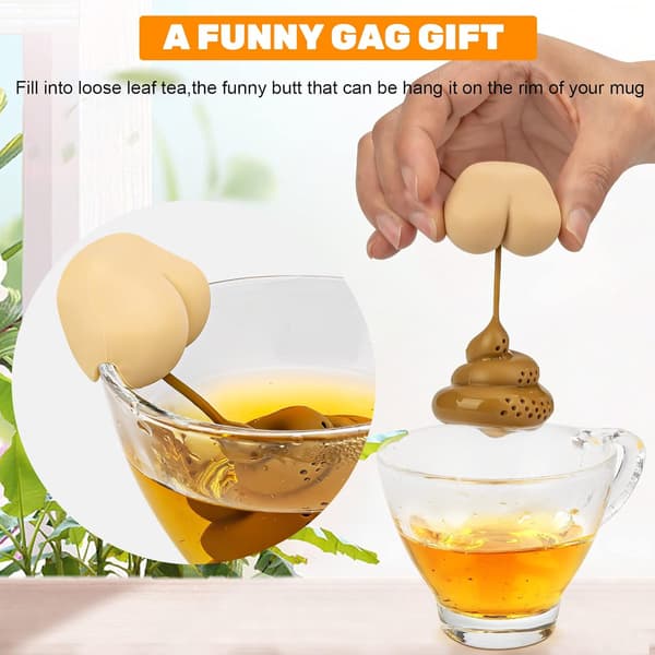 2-pack Butt Poop Te-infuser för White Elephant-present, söta te-infusers i silikon för löst te