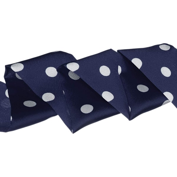 Blå 50-tals Skinny Silkeslen Scarf Prickar Midjeband Lång Smal Halsscarf Väskhandtag Accessoar