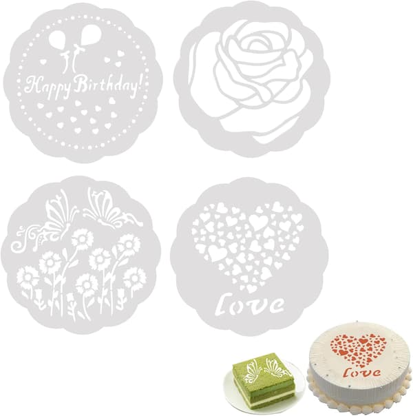 Tårtstencilbitar med eleganta blommönster (15 cm, 6 tum)