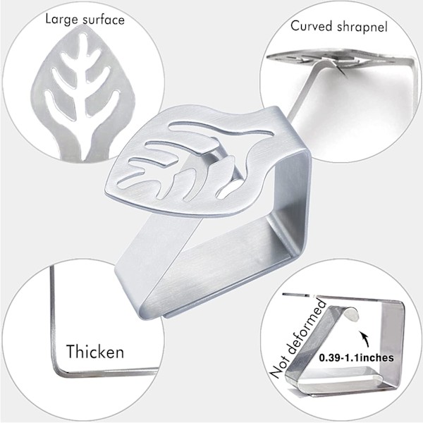 Sett med 8 duk-klemmer Antislipp-klemmer (blader) for dekorativ