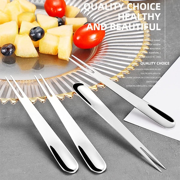 8-pack Krabba Rostfria Gafflar, (2 i 1 Sked + Gaffel) Escargotgafflar 2-uddad Provsmakningsgaffel Aptitretare Gafflar Bärbar Cocktail Sallad Fruktgafflar för Fest T
