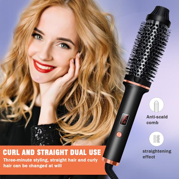 1 st Heated Curling Brush Tourmaline Ceramic Ion Curling Wand Volu