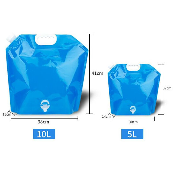 Paket (Blå) Vikbara Vattenflaskor med Kran 2 x 10L + 1 x 5L P