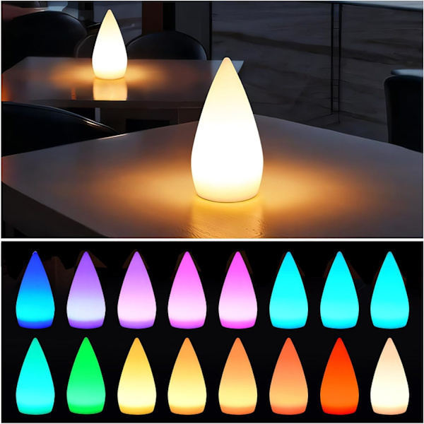 Laderbar Trådløs LED Bordlampe, IP54 Tåreformet Sauna Lampe Dimbar