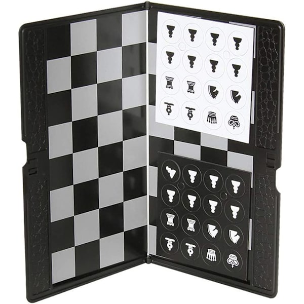 Sjakk Lommeboksett (20cm) - Mini Brettspill, Foldbar Magnetisk Reise Sjakkbrett