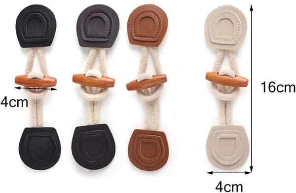 Hornknapper 16 Par Træ PU Læder Hornknapper Toggle Knapper