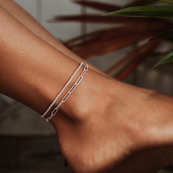 Ankelkæder til kvinder - Sølv ankelkæder til kvinder Vandtætte ankelkæder til kvinder sæt Slange/Cubansk/Paperclip/Box/Block Bead Ankelkæder Justerbar An