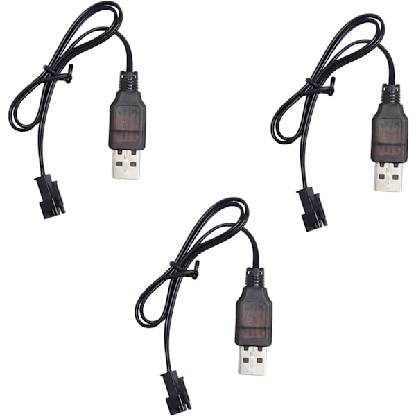 3 stk 3.7V USB Li Laderkabel med SM-2P Plugg, RC LiPo Batteriladerkabel, for NIMH/NICD Batteri (3S) 3.6V, for Barnleketøy RC Bil Båt Drone RC Fly