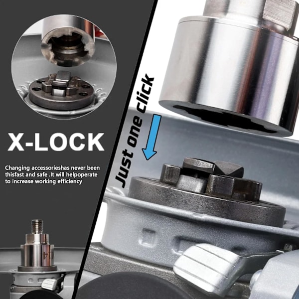 Tilbehør til vinkelsliper, M14 X-Lock adapter med M14 låsemutter for låsing på M14 gjenger, anvendelig adapter i rustfritt stål for vinkelsliper diamant