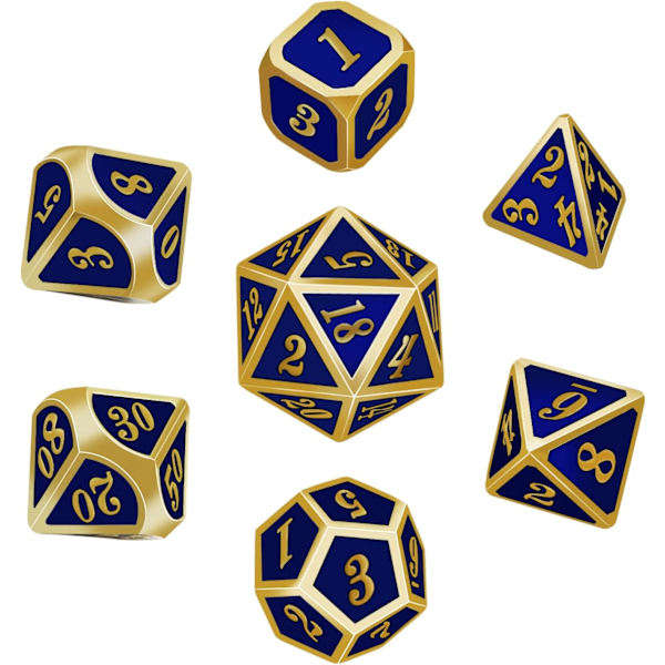 Sweetone Polyhedral Tärningar, 7 Stycken D&D Rollspelstärningar, Metall P