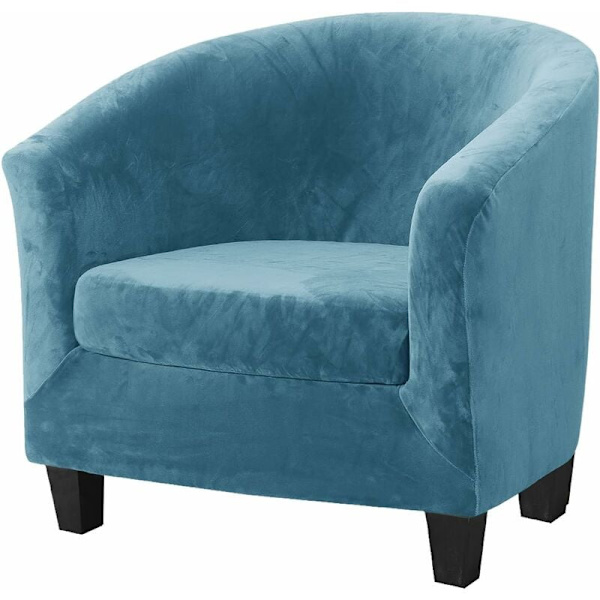 2 stk. Tub-stoltrekk (Peacock Blå, Fløyel), 2 i 1 Stretch V