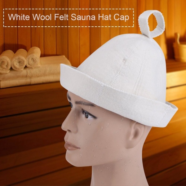 Saunahue til mænd og kvinder Saunahue/kasket Hvid uld saunafilt h