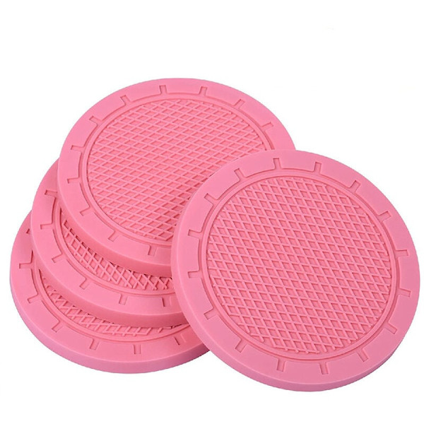 Bilkopphållare PVC-underlägg Set om 4 - Rosa - Universal - Halksäker