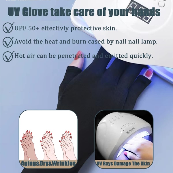 UV-skyddande handskar, UV-skyddande handskar för manikyr, UV-skyddande handskar UPF50+ för nagellampa, Gelmanikyrhandske, Skydda händerna från UV-ljus från torkaren