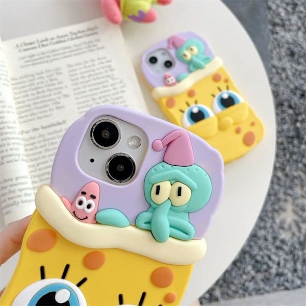 Tjockt Mjukt Silikonfodral för Apple iPhone 14 Pro Max Havs Stjärna Bläckfisk Fisk 3D Cartoon Anime Djur Roligt Kul Söt Söt Mode Stilren K
