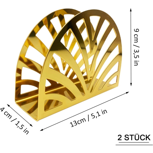 2 stk gull papirhåndkleholder, rustfritt stål rund form, fo