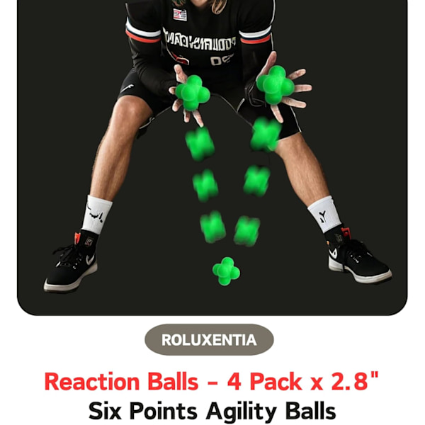 Reaktionsbollar 4-pack, 7,1 cm - Baseboll Handboll Reflex Träningsutrustning, Hand-öga-koordination, Snabb Reflex Tränare för Agility Spel och Garde