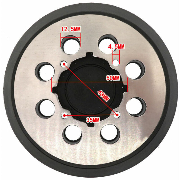 5\" Slipsskive med 8 huller og 4 skruhull for ryggsekk-sliper, selvklebende