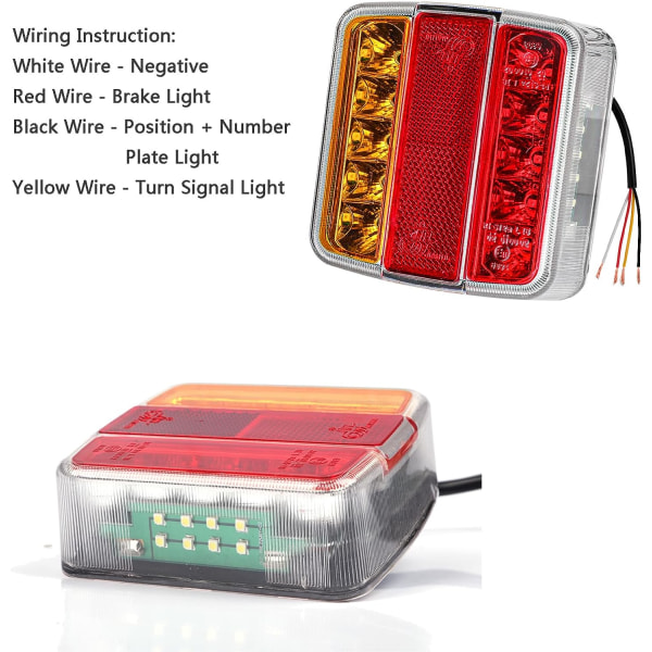 2 stk Tilhenger Baklys 26 LED 12V Baklys Blinklys Brems