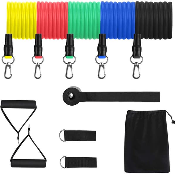 (11-delt) Elastisk Treningssett, Motstandsbandsett, Elastisk Trening