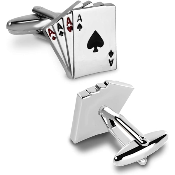 Mænds Jack Spillekort Eksklusive Manschetknapper og Slippenålssæt til Mænd - Fire Esser 4A Poker Manschetknapper Sæt til Vegas Casino Aften Event Bryllup Forretning