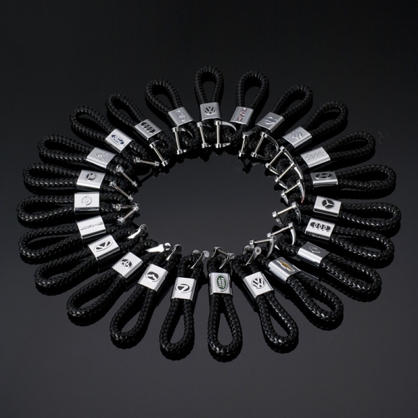 Volvo nyckelring i vävt läder (svart, one size)