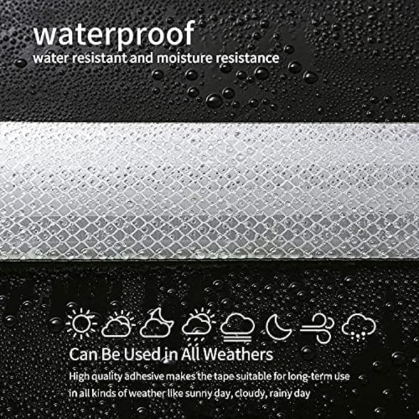 Vit Reflextejp 25m x 5cm Vattentät Reflextejp Självhäftande Varningstejp Säkerhetstejp - Synlig Varningstejp för Fordon, Cyklar, Utomhus