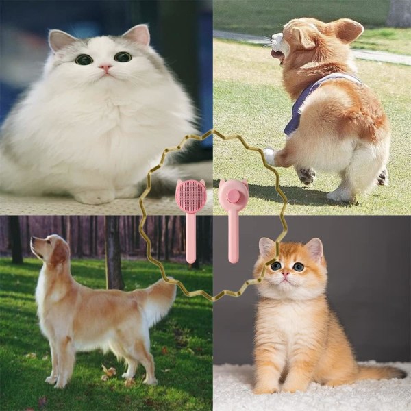 Havhund kattebørste (rosa), hundebørste, kattebørste, hårfjerningsbørste