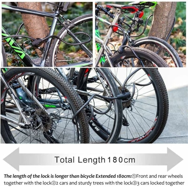 Hög säkerhetsnivå cykelås 180cm, spiral
