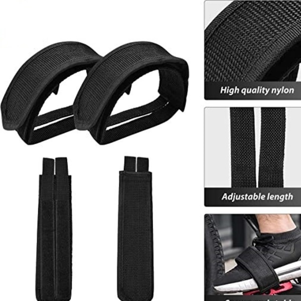 Cykelpedalrem | Set om 2 | Cykel tåclips i nylon för fixiecyklar / mountainbikes / hybridcyklar / BMX-cyklar - Svart cykelkrok