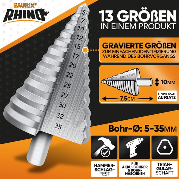 HSS trinbor [Ø 5-35mm] - 10mm trekantet skaft - Ideel til bløde