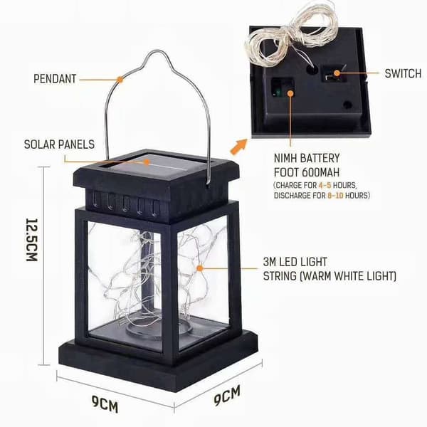 1 x Udendørs Solcellelygte, 30 LED Mini Hængende Solcellelygte, Ud