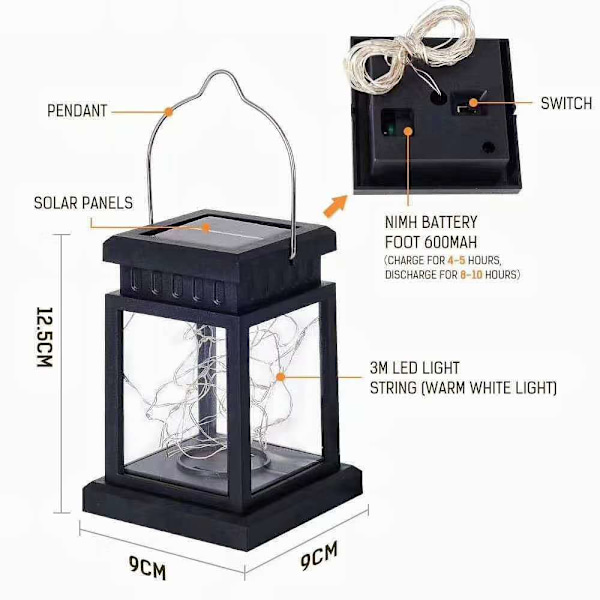 1 x Ulkoilma Aurinkolämpölyhty, 30 LED Mini Ripustusaurinkolämpölyhty, Ulko