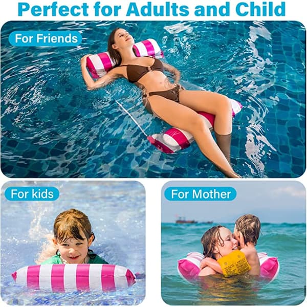 2 st Flytande Reclining Float Hammock, 4 i 1 Uppblåsbar Pool Floats
