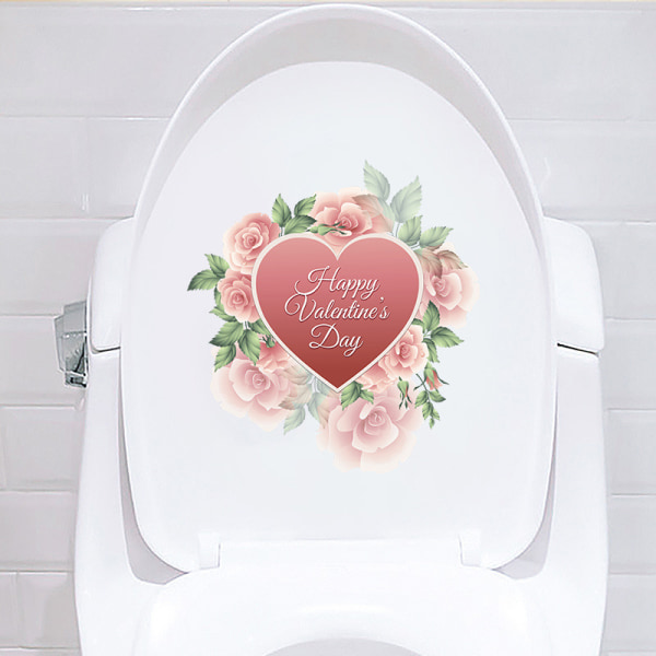 Ocean Love blomster slogan toiletbræt dæksticker, hjem dekorativ væg