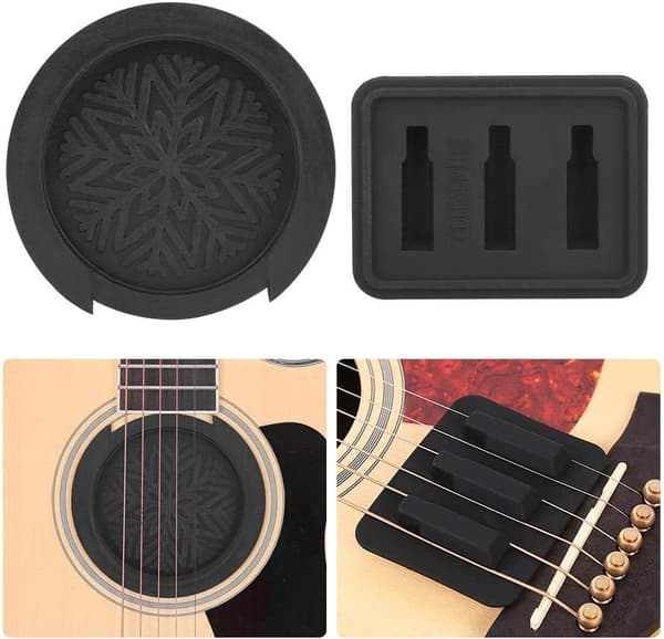 Gitarr Dämpningsdyna + Ljudhålsöverdrag Gitarr Underhållssats Musikinstrument Tillbehör (Svart)