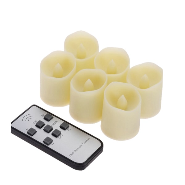 LED Candle Base (6 Pack No with Frosted Shade) Oppladbar med