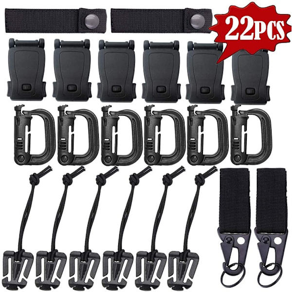 22-pack Ryggsäckstillbehörssats för utomhusarméfans, Multifunktionell