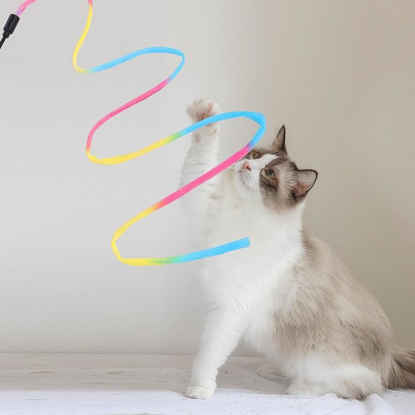 3st regnbågsfärgad kattunge sammet, abborre längd 48 cm, koppel längd