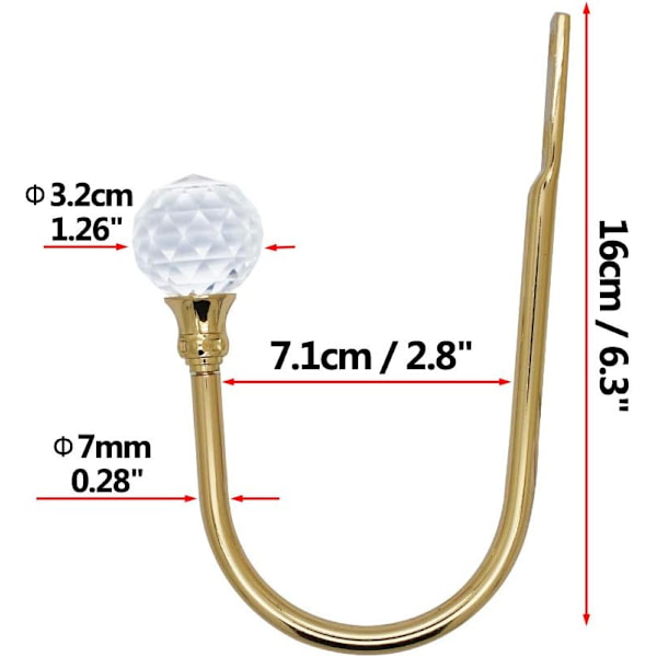 Paket Gardinupphängare Väggkrokar U Metall Gardinupphängare, Metallisk Gardin (Liten, Guld)