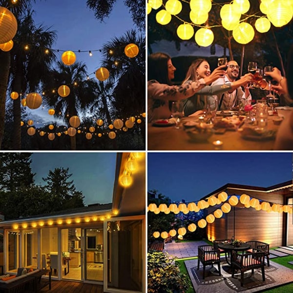 Solcellelys Utendørs - 7m - 50 LED Lanterner - Vanntette -