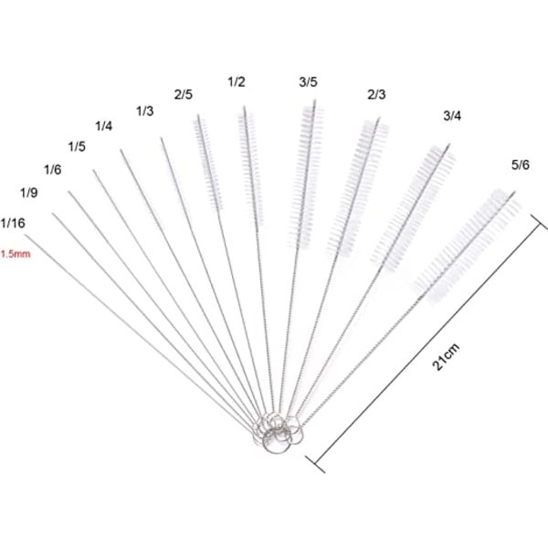 10 stk. Rengjøringsbørster for sugerør Flaskebørsterens for Gl