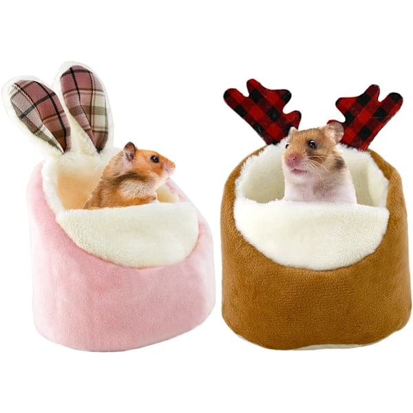 2 st Hamster Mini Säng, Varmt Litet Husdjur Djurhus Sängkläder, Mysiga Bo Rede Bur Tillbehör, Lätt Bomullssoffa för Dvärghamster
