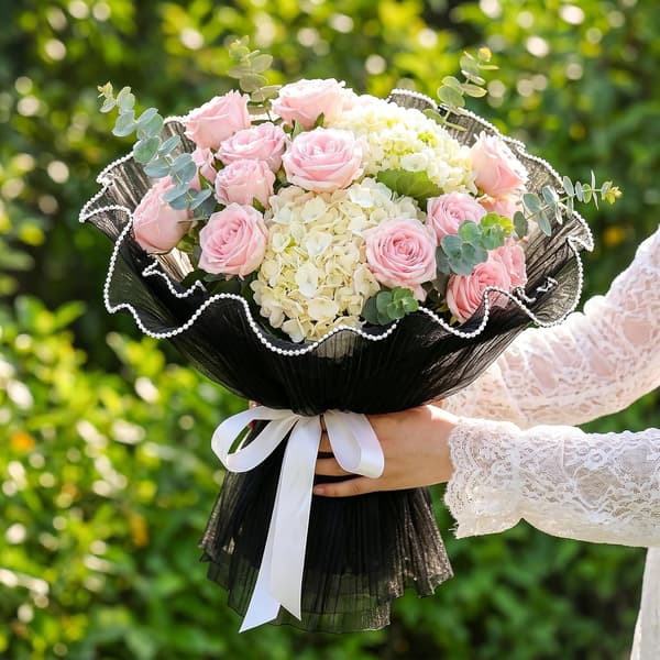 Blombukettpapper med pärlor 4m Blomförpackningsnätpapper Floristförpackning Bröllop för Alla hjärtans dag, Mors dag, Presenter