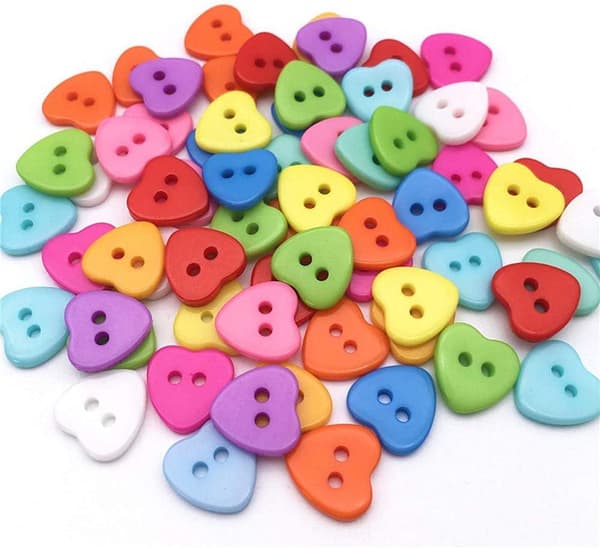 100 Styk 2 Huller Knapper Hjerteformede Knapper Harpiks Syning Knapper