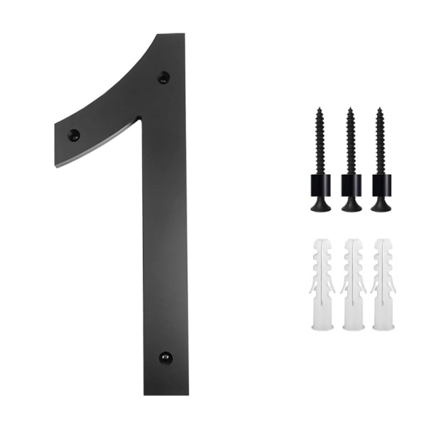 Husnummerplakett 10 tommer (1, svart) Moderne dørnummerskilt P