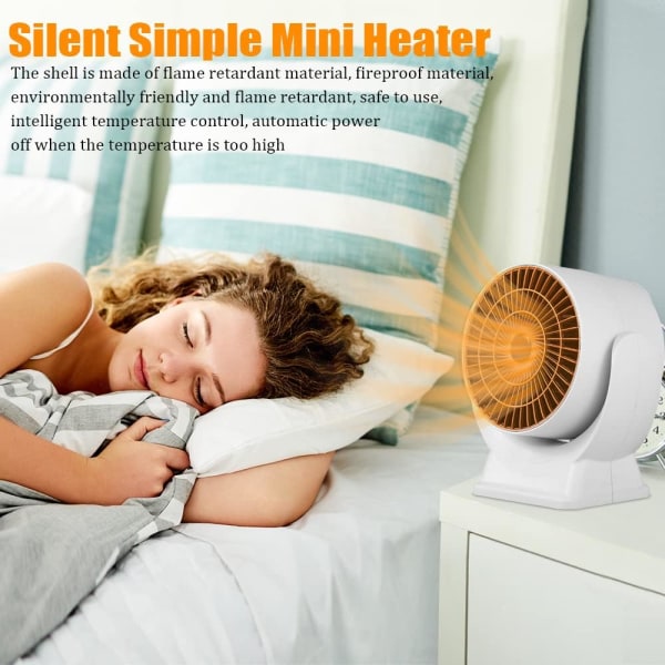 800W Minivarmer, Energibesparende Mini Varmeblæser med 3S Fast Heat