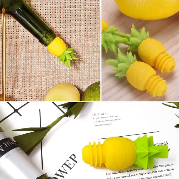 4 st Vinproppar för Vinflaskor - Ananas Vinpropp Vinflasklock Återanvändbar Vinflaskpropp Silikon Vinpropp - Ananasflaskpropp