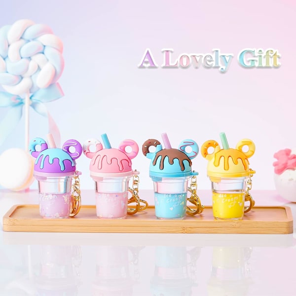 Donitsi Avaimenperä, Boba Tee Kawaii Söpöt Asusteet Reppuihin, Mukava Nestemäinen Avaimenperä Tytöille, Naisille, Tyttärille